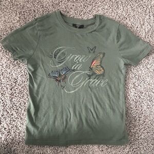 Forever 21 Green Kids T-Shirt with Butterfly Design